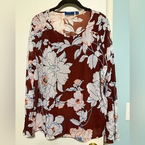Apt. 9 Floral Blouse - Brown and White